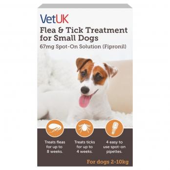 Средство от  клещей и блох VetUK для маленьких собак -2-10 кг (4 пипетки)