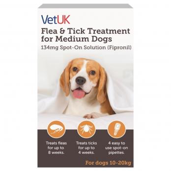Средство от клещей и блох VetUK для средних собак -10-20 кг (4 пипетки)